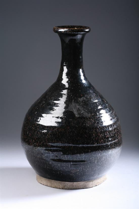 Appraisal: CHINESE BLACK AND CHOCOLATE GLAZED STONEWARE BOTTLE - in high