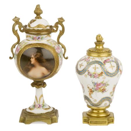 Appraisal: Two Sevres Style Porcelain Covered Urns Estimate -