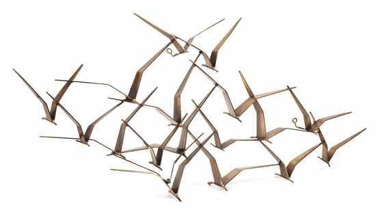 Appraisal: A Curtis Jere Brass Sculpture depicting a flock of seagulls