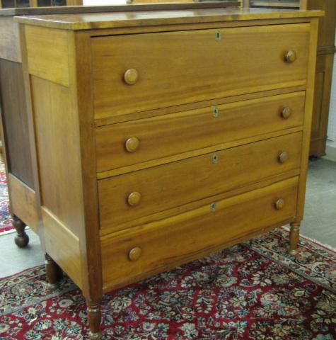 Appraisal: Cherry four drawer chest with turned legs replaced escutcheons