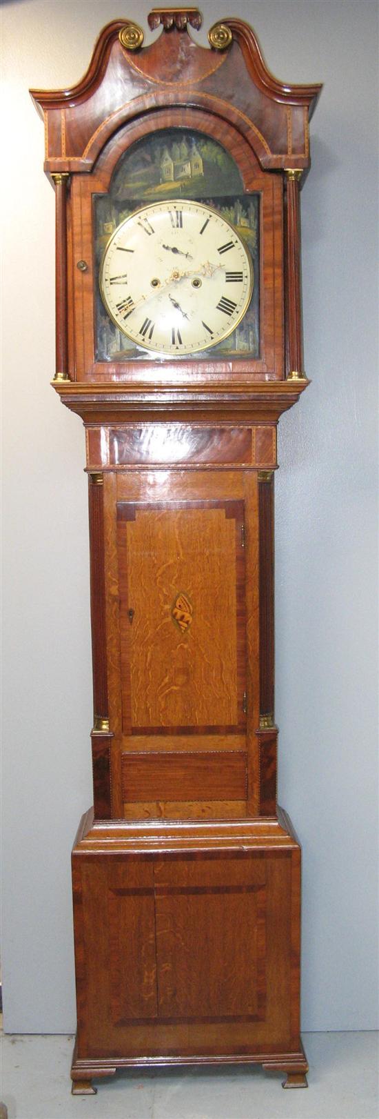 Appraisal: th century oak longcase clock with mahogany crossbanding and shell