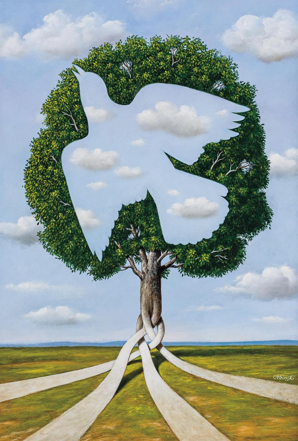 Appraisal: RAFAL OLBINSKI Polish American b Alternative Values oil on canvas