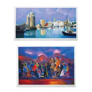 Appraisal: Marcel Mouly - Port Rochelle and Untitled Work Two lithographs