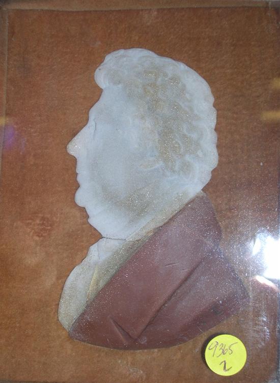 Appraisal: Carved wax profile of gentleman in '' x '' shadow