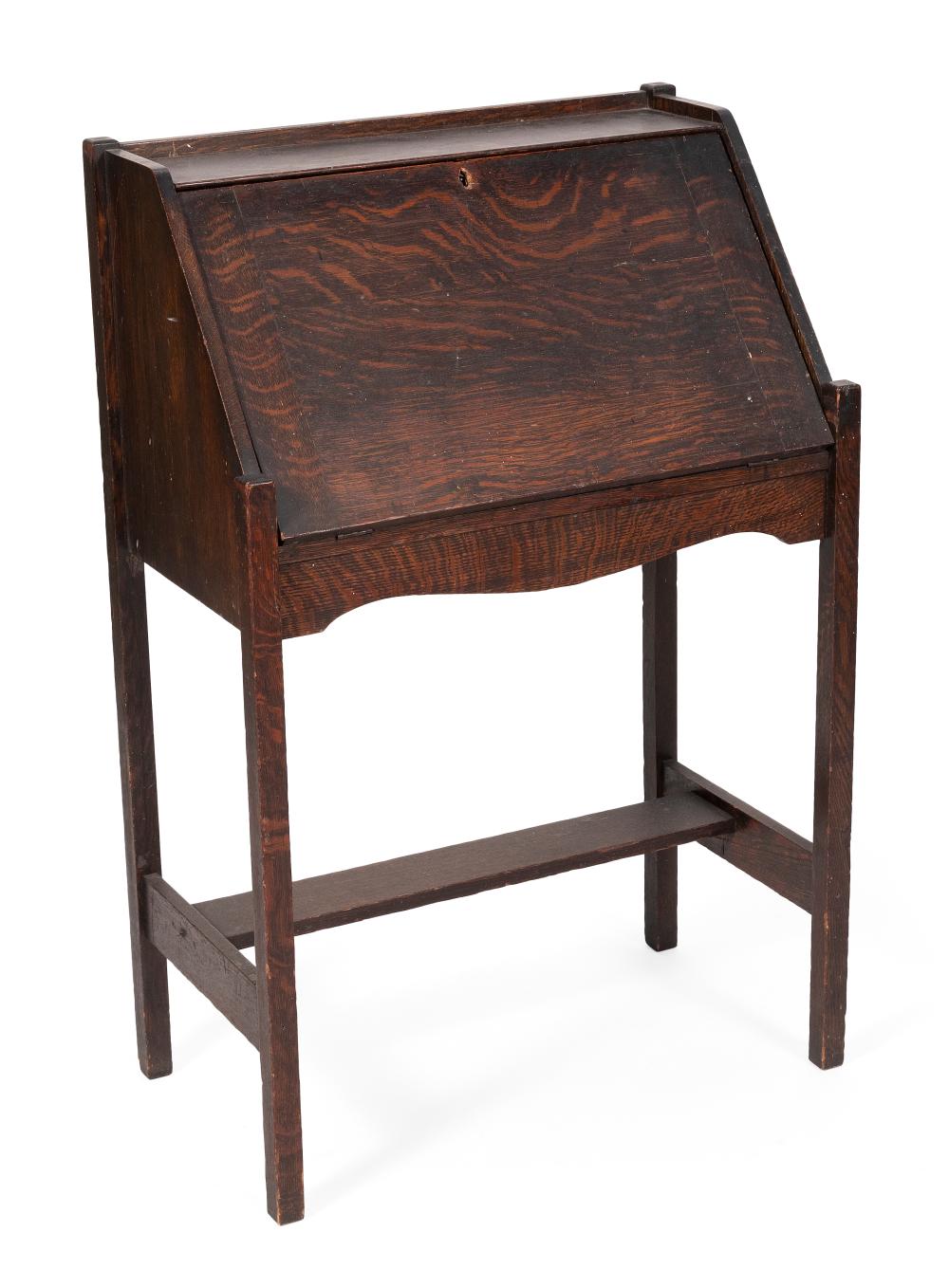 Appraisal: MISSION OAK SLANT-LID WRITING DESK EARLY TH CENTURY HEIGHT WIDTH