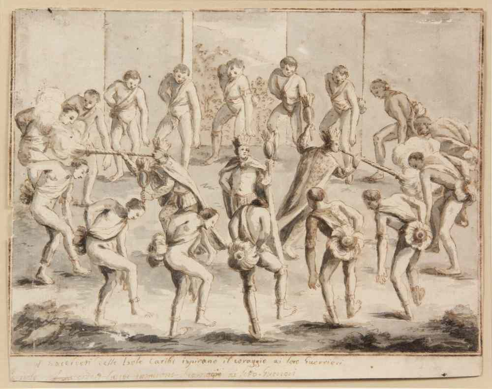 Appraisal: OLD MASTER DRAWING- depicting a ceremonial dance of the Carib