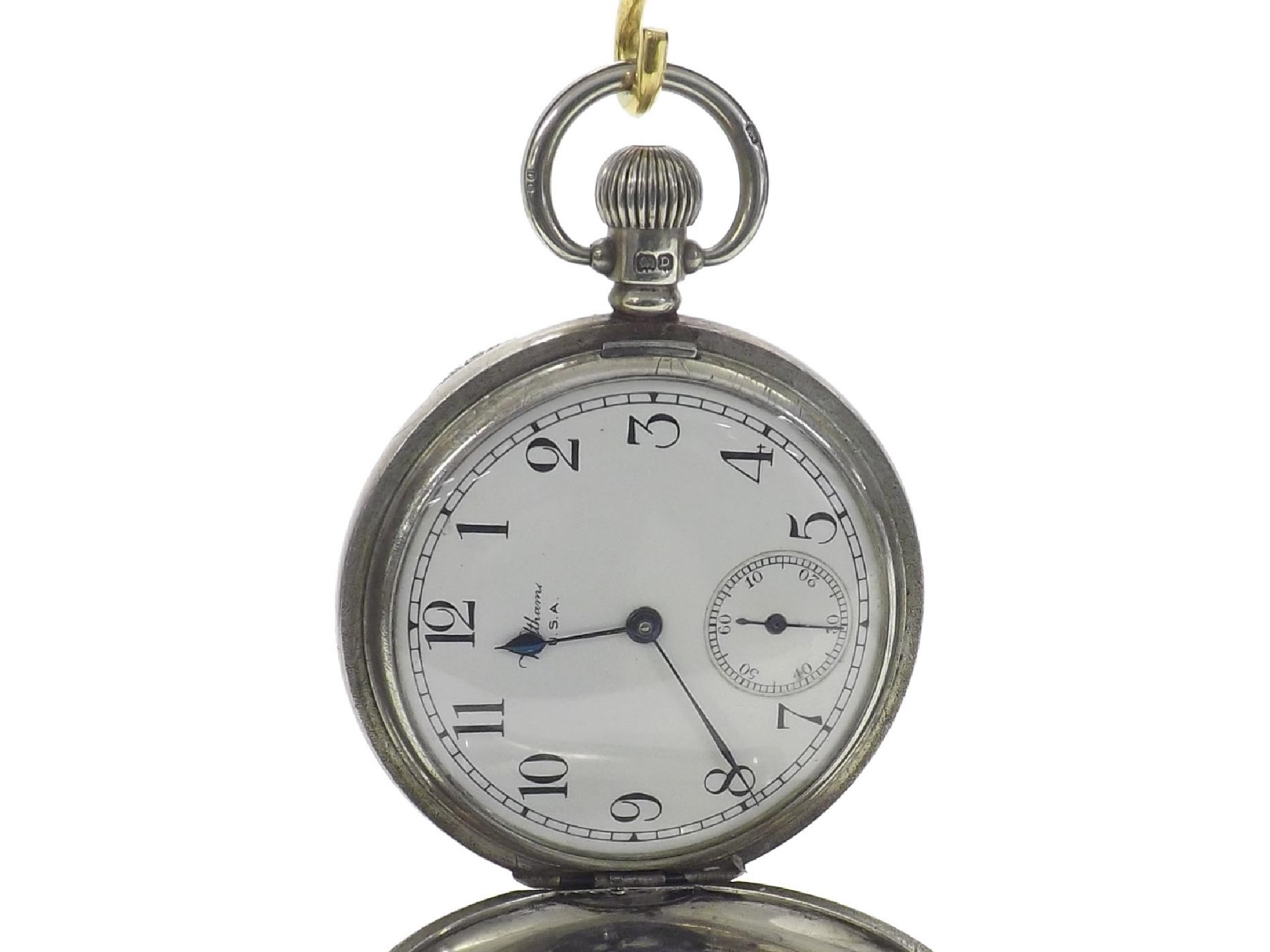 Appraisal: Waltham silver lever hunter pocket watch Birmingham jewel movement no