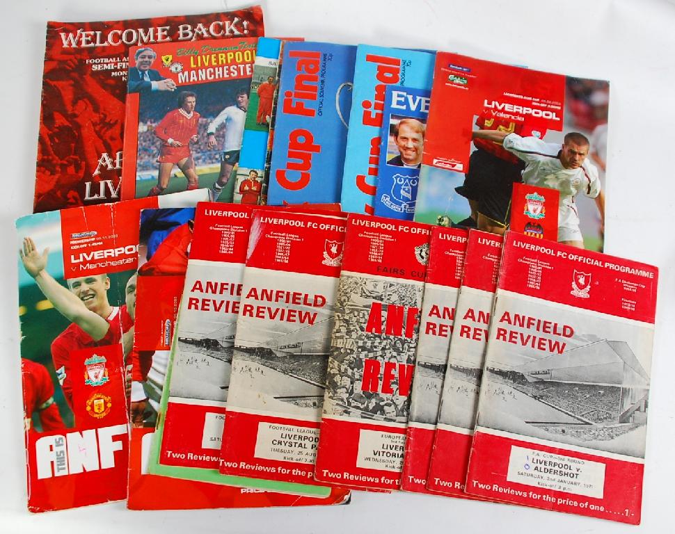 Appraisal: EIGHTEEN FOOTBALL PROGRAMMES VARIOUS RELATING TO LIVERPOOL FOOTBALL CLUB circa