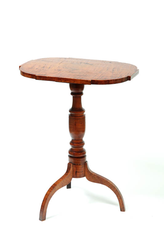 Appraisal: FEDERAL TILT-TOP CANDLESTAND Probably Ohio - curly maple Oblong top