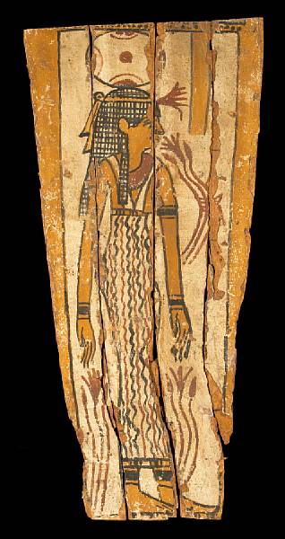 Appraisal: An Egyptian painted wood fragment Ptolemaic - bce Depicting the