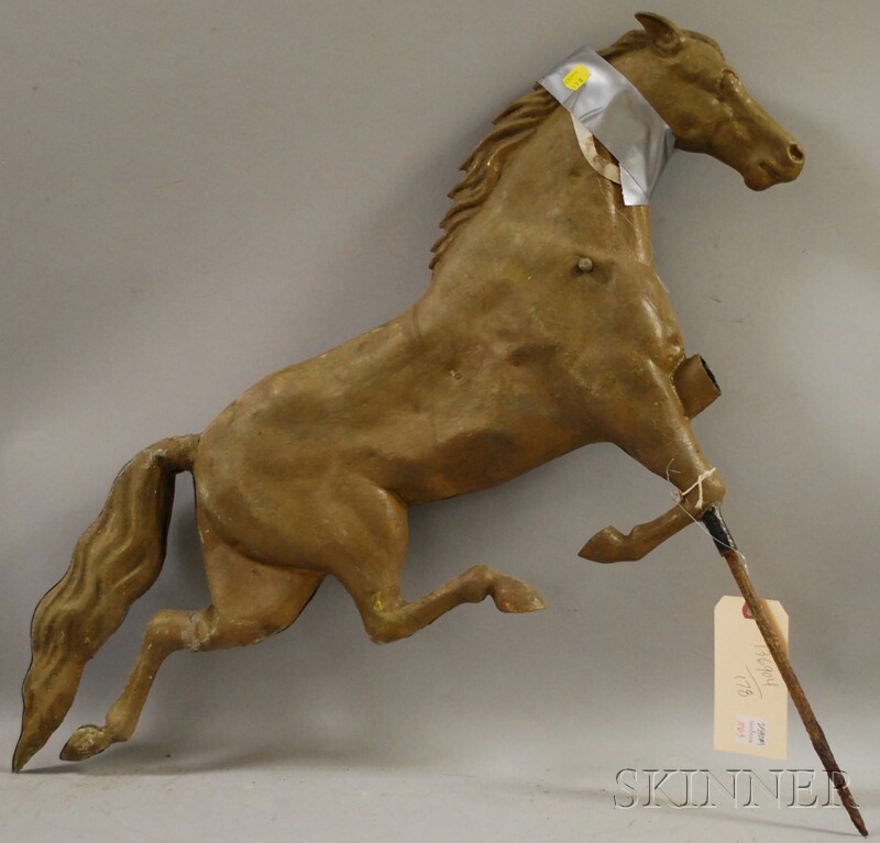 Appraisal: Painted Molded Copper Running Horse Weather Vane figure lg in