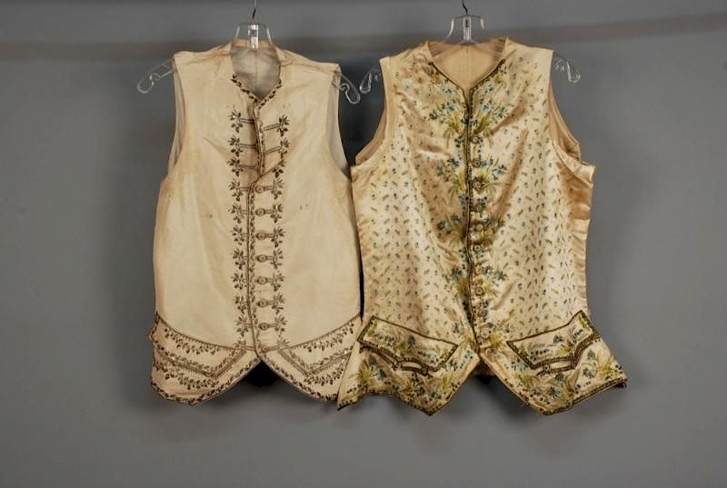 Appraisal: TWO GENTS SILK EMBROIDERED WAISTCOATS th C Both cream One