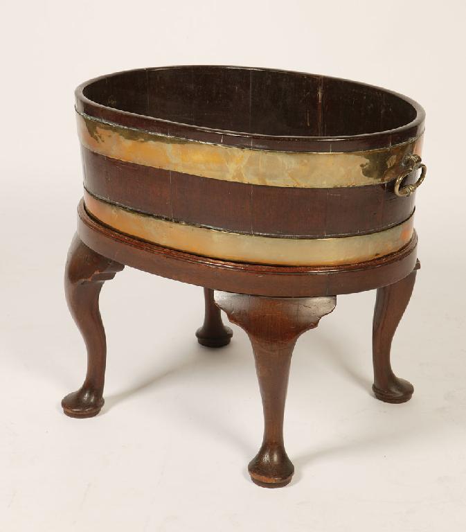 Appraisal: A GEORGE III MAHOGANY BRASS BOUND WINE COOLER of open