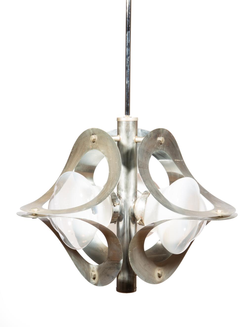 Appraisal: Tony Zuccheri for Mazzega Chrome and Murano Glass Chandelier s