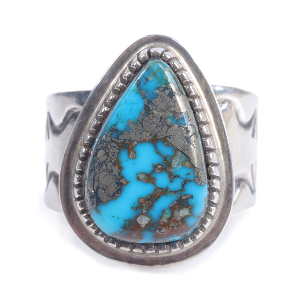 Appraisal: TOMMY JACKSON NAVAJO NATIVE AMERICAN STERLING SILVER MORENCI TURQUOISE RING