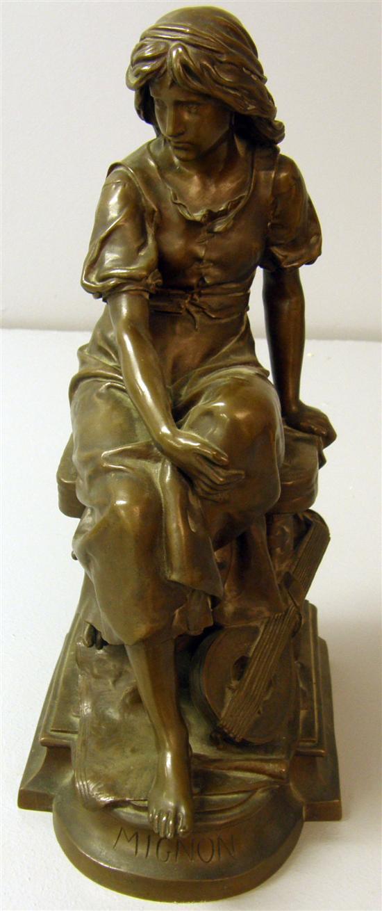 Appraisal: After Eugene Aizelin French bronze figure of a girl entitled