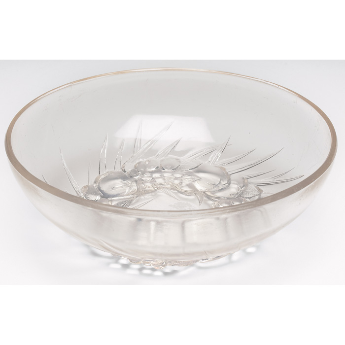 Appraisal: R Lalique Mont-Dore bowl ca clear glass with molded fruit