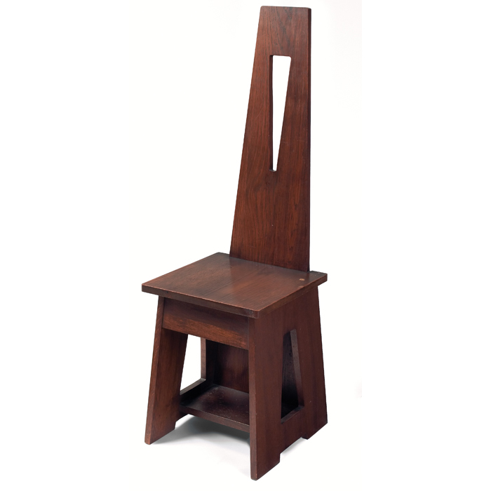 Appraisal: Limbert hall chair dramatic design with geometric cutoutsat back and