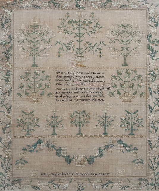 Appraisal: A LARGE NEEDLEWORK SAMPLER with central eight line verse within