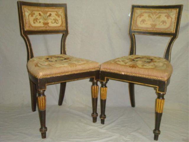 Appraisal: Pair th- thC Italian Side Chairs with Original Needlepoint Upholstery