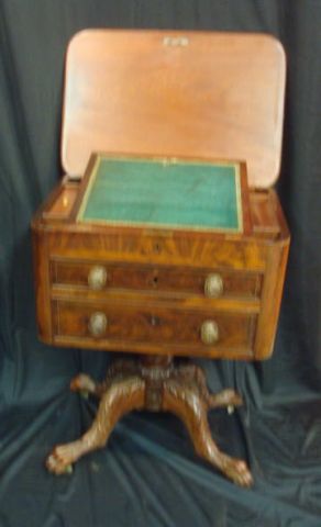 Appraisal: th Cent Mahogany Writing Stand with Lift Top and Drawers