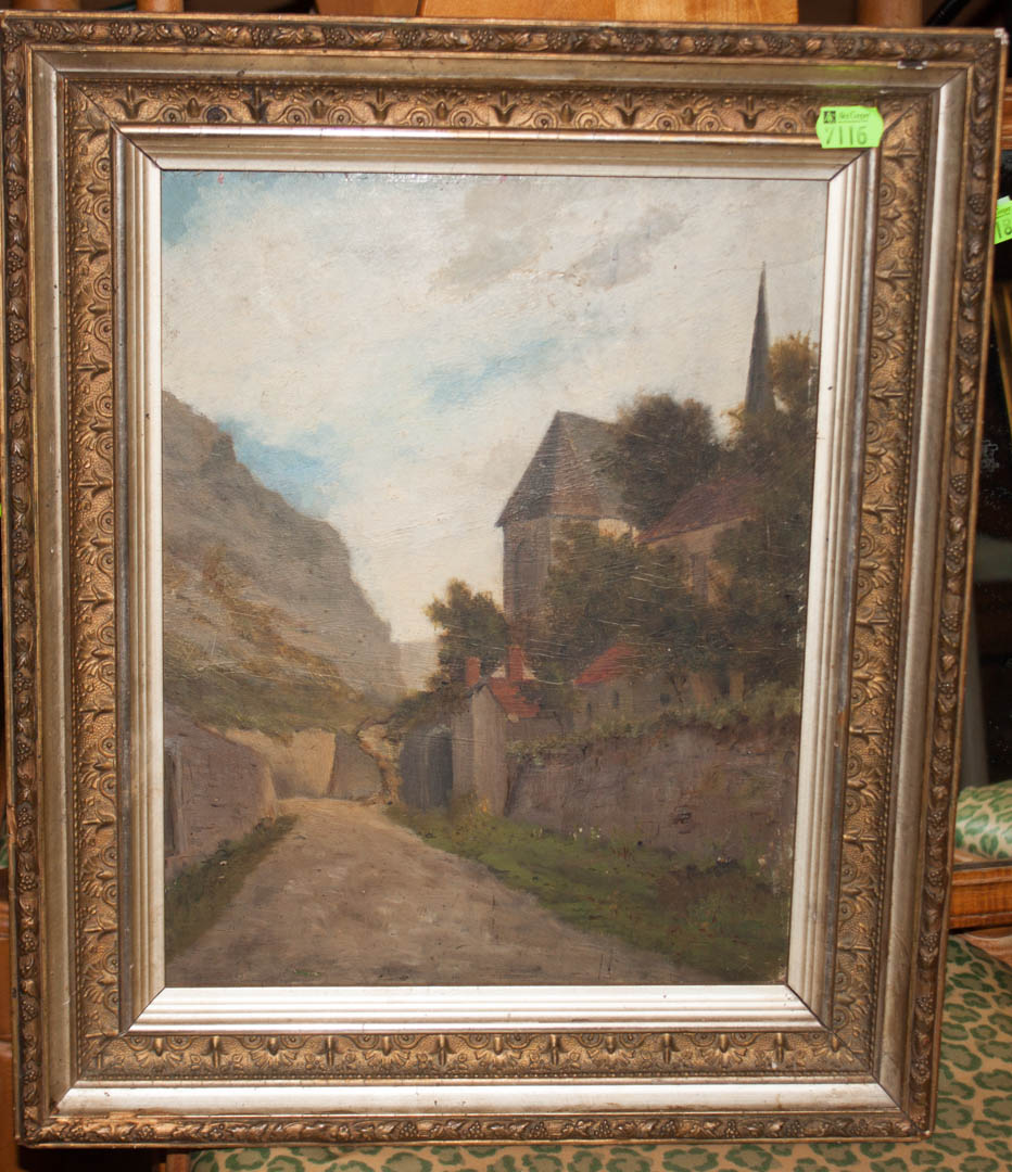 Appraisal: French School late th c Village Path oil oil on