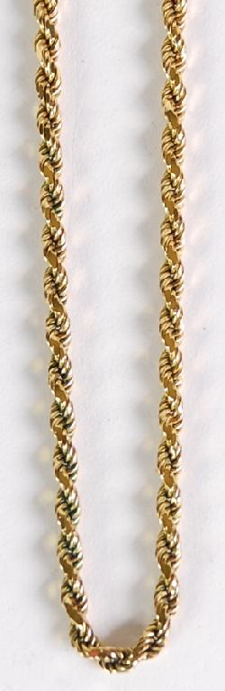 Appraisal: ct GOLD ROPE CHAIN NECKLACE long approx gms