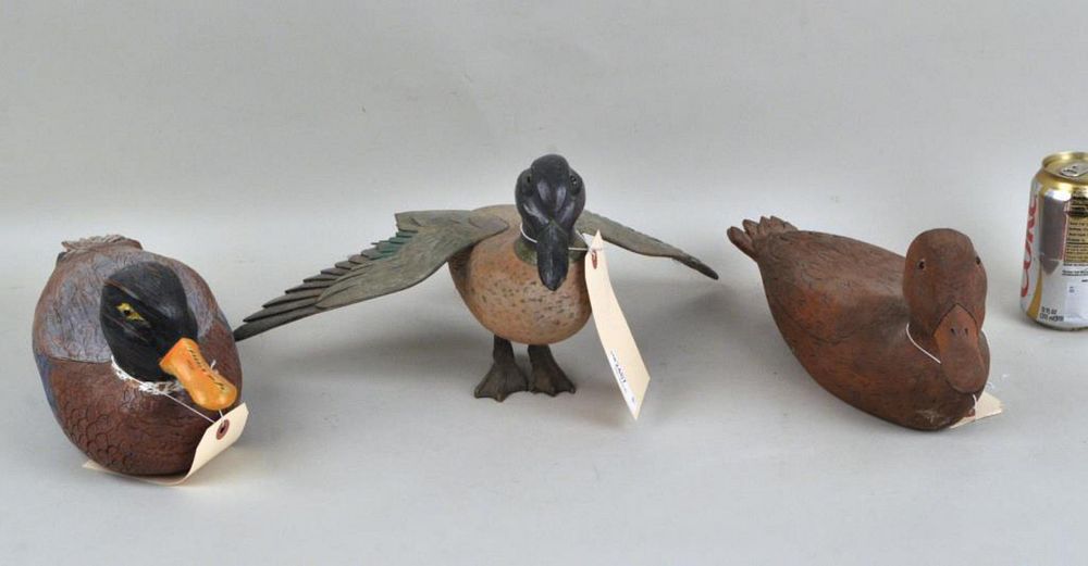 Appraisal: Group Three Duck Decoys Two Signed D Moulder late th