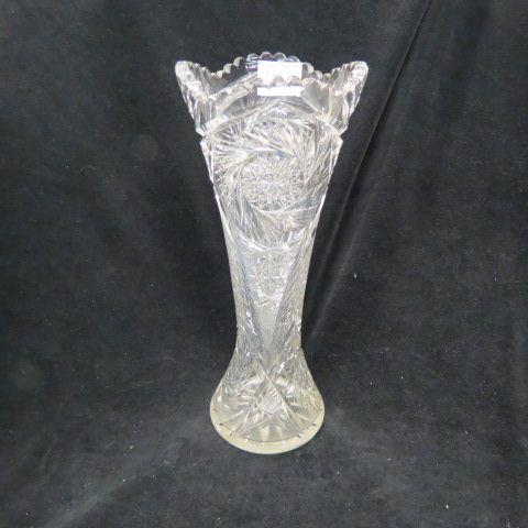 Appraisal: Cut Glass Vase brilliant period pinwheels and feather decor brilliant