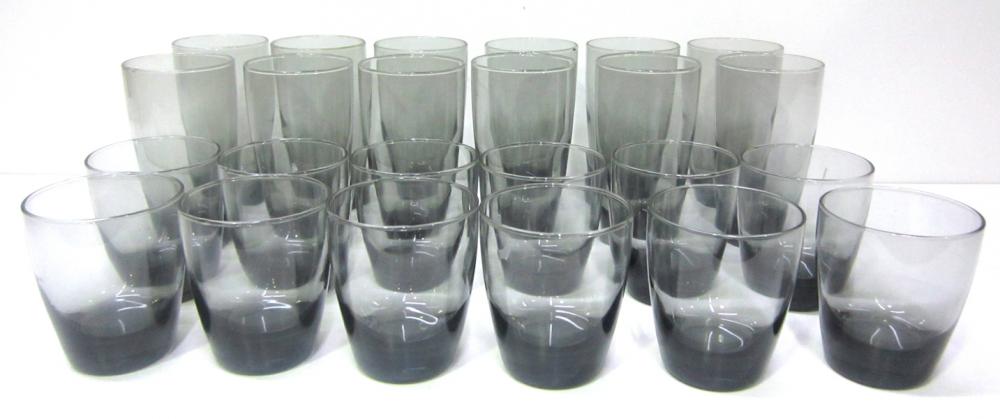 Appraisal: A SELECTION OF DARK GLASS DRINKING GLASSES A SELECTION OF