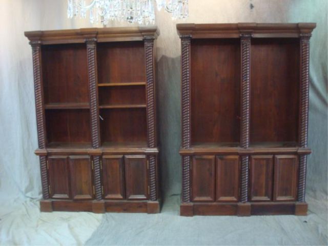 Appraisal: Pair of Mahogany Bookcases with Column Sides Dimensions x x