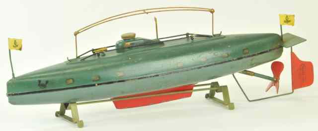 Appraisal: MARKLIN SUBMARINE Germany c 's painted in green overall tail