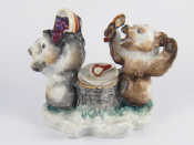 Appraisal: A Russian ceramic inkwell in the form of two bears