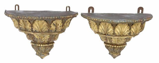 Appraisal: pair Architectural French parcel gilt cast metal corbels wall brackets