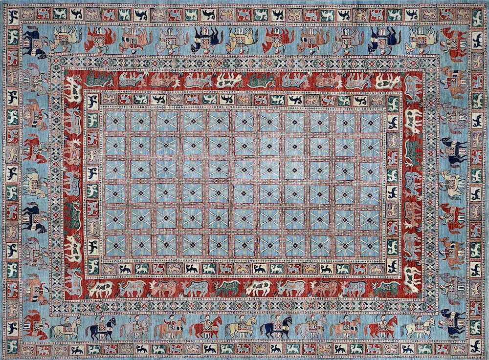 Appraisal: Antique Style Pazyryk Historical Design Hand Knotted Peshawar Oriental Rug