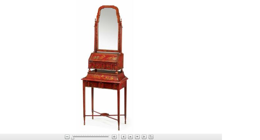 Appraisal: George II style red japanned dressing mirror on standIn two