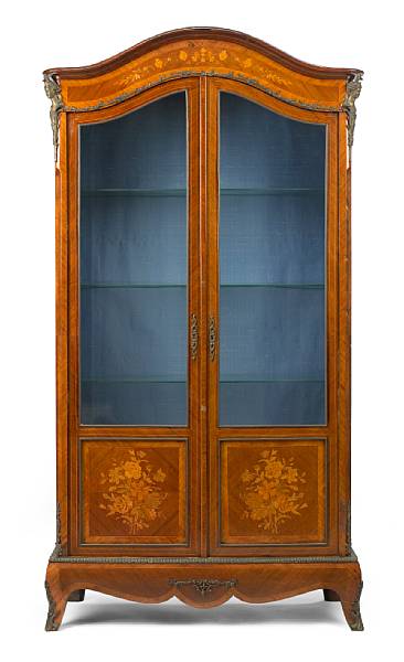 Appraisal: A Louis XV style gilt bronze mounted inlaid kingwood vitrine