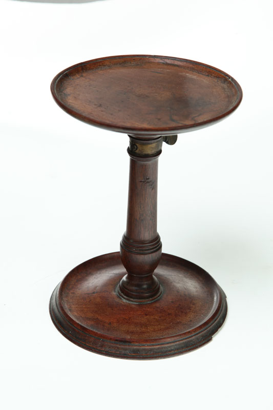 Appraisal: CANDLE HOLDER America or England th century mahogany Turned dish