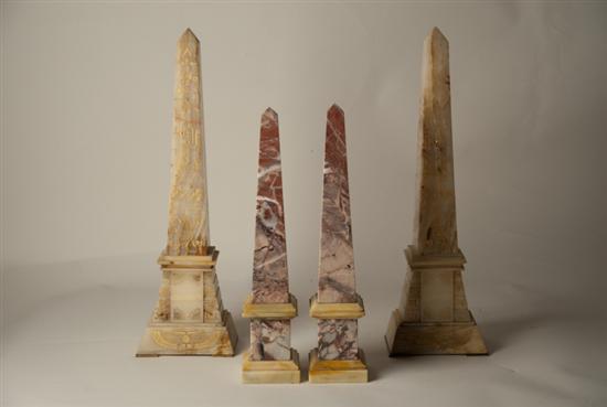 Appraisal: Two Pairs L th C Continental Marble Obelisks one pair