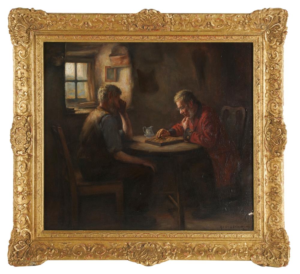 Appraisal: HENRY JOHN DOBSON - PLAYING CHECKERSoil on canvas signed lower