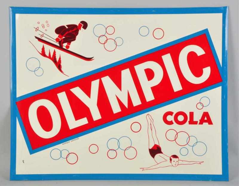 Appraisal: Embossed Tin Olympic Cola Canadian Sign Circa s Some edge