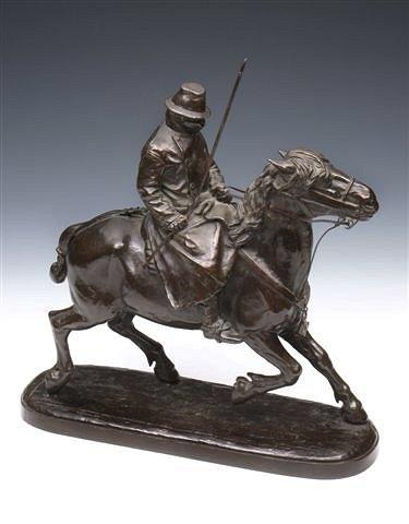 Appraisal: AN EARLY TH CENTURY BRONZE OF A HORSE AND RIDER