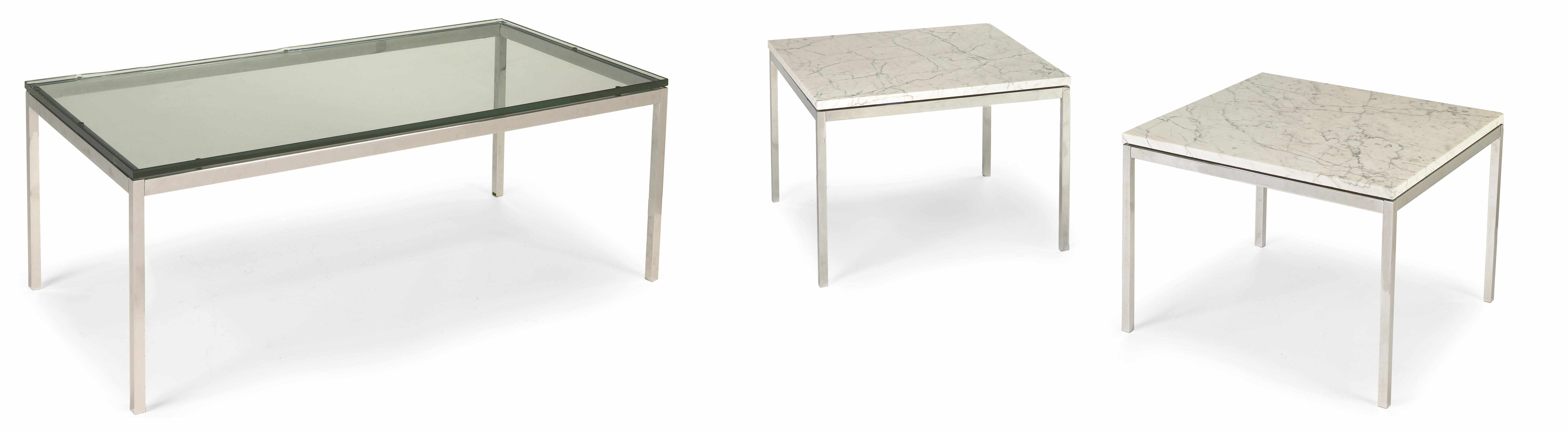 Appraisal: A pair of Florence Knoll marble and steel side tables