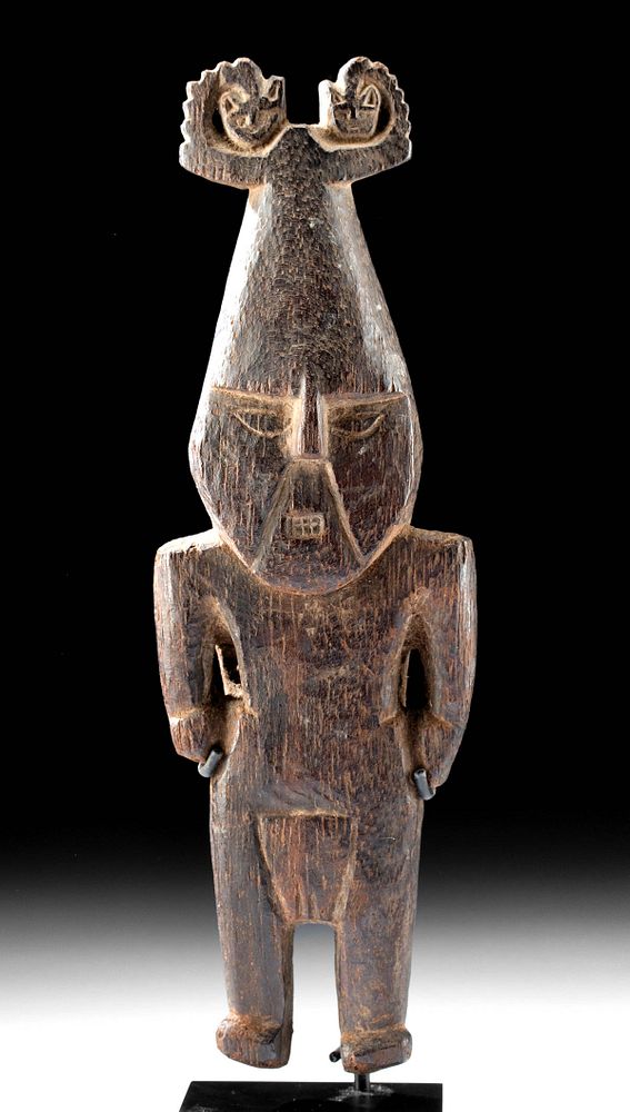 Appraisal: Unusual Sican Wooden Standing Figure - Nylamp Pre-Columbian northern Peru