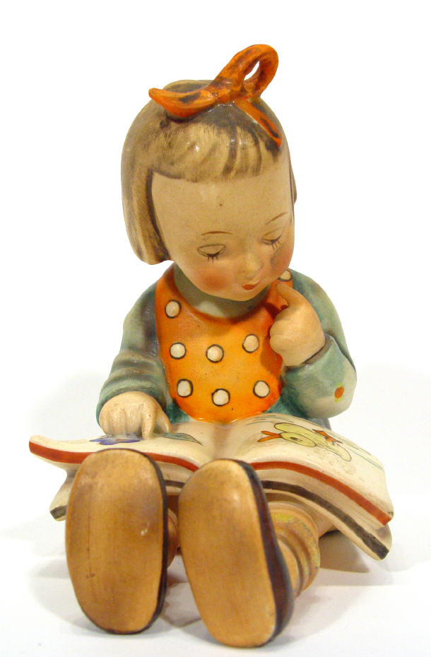 Appraisal: Hand painted Hummel figurine a girl reading a book printed