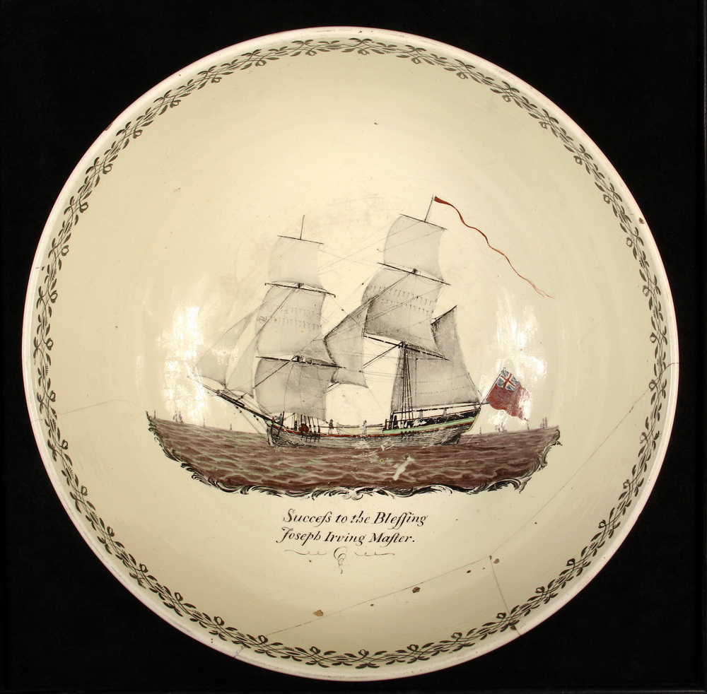 Appraisal: LIVERPOOL SHIP LAUNCH PUNCH BOWL - Circa Bowl with Success