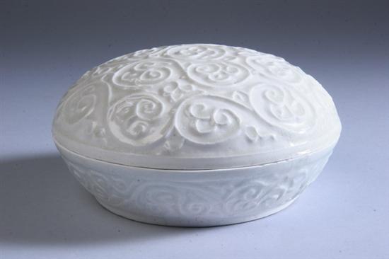 Appraisal: CHINESE WHITE GLAZED PORCELAIN BOX AND COVER Northern Song dynasty