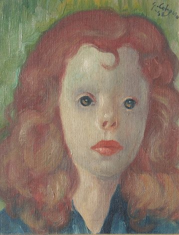 Appraisal: CALOGERO Jean Italian - Redheaded Girl Portrait Oil Board ''