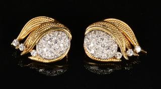 Appraisal: K Platinum Diamond Earrings One pair K iridium platinum marked