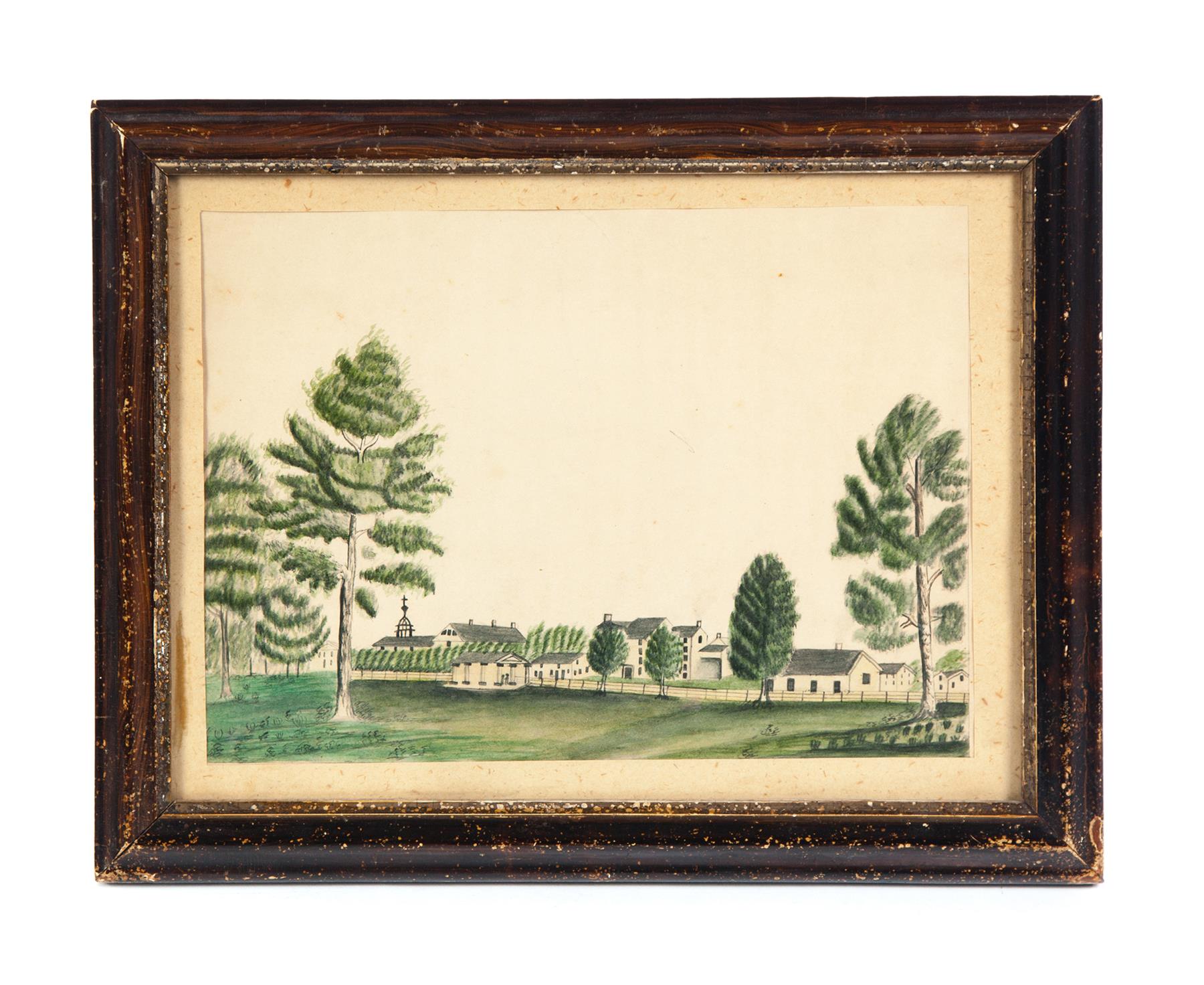 Appraisal: VILLAGE SCENE American nd half- th century watercolor on paper